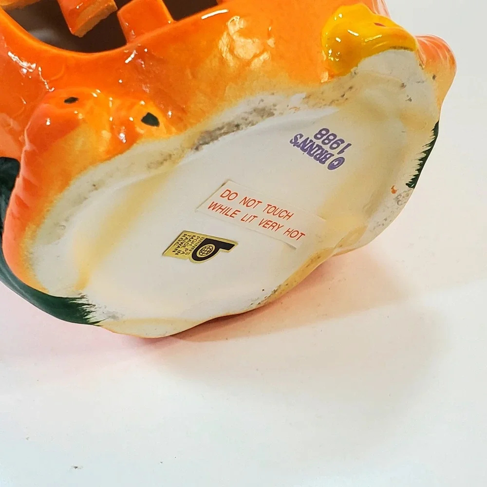Vintage 1988 Brinn's Halloween Jack O Lantern Ceramic Tea Light Holder Taiwan